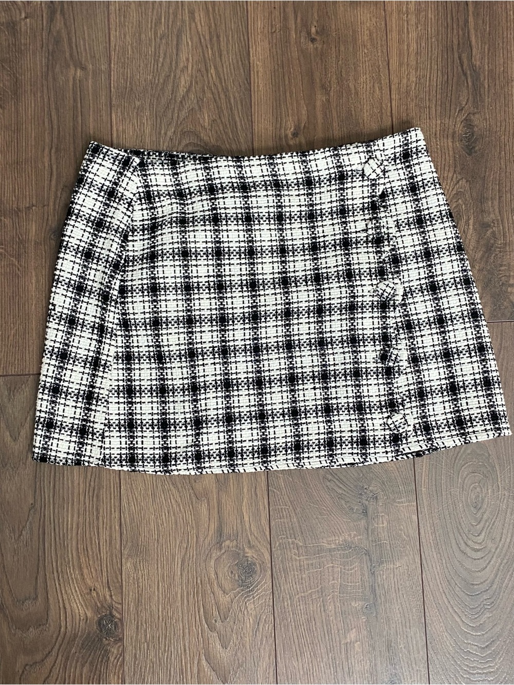 NWT, ASOS Black and White Plaid Tweed Mini Skirt